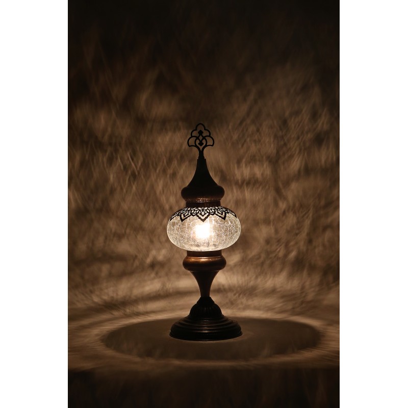 Yellow Illuminated Table Lamp with Mosaic Ottoman Pattern