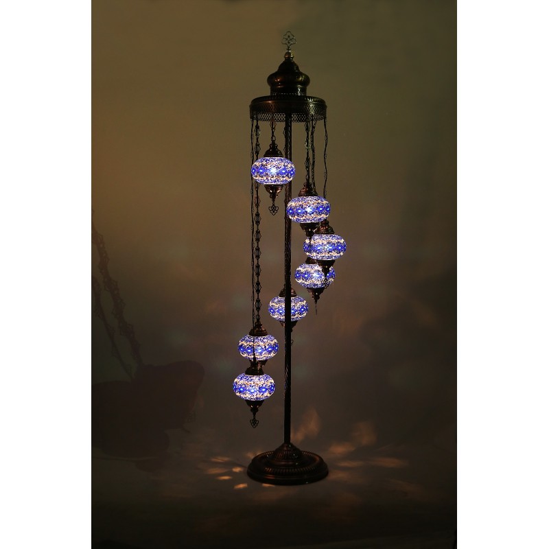Turkish Moroccan Mosaic Glass Handmade Seven Floor Lamp Light