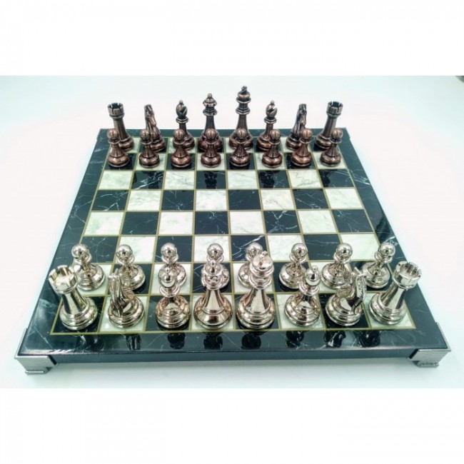 33x33 Footed Marble Film Coating Metal Classic Figure Chess Set