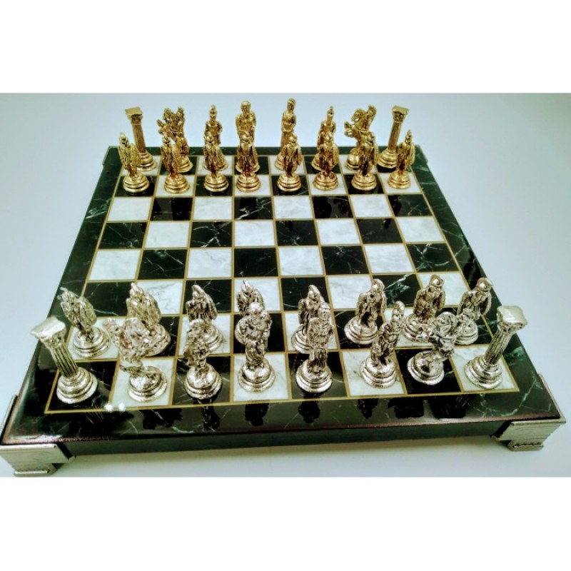 20x20 Movie Bordered Metal Figured Chess Set