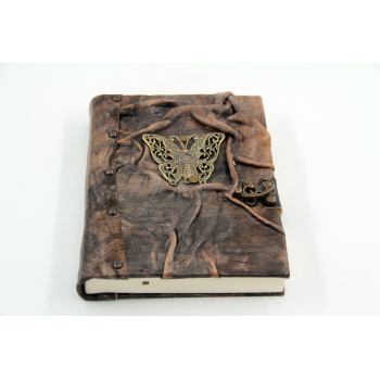 Large Size Metal Butterfly Figure Leather Notebook