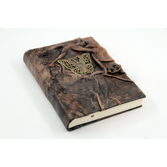 Large Size Metal Butterfly Figure Leather Notebook