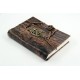 Large Size Metal Owl Figure Leather Notebook