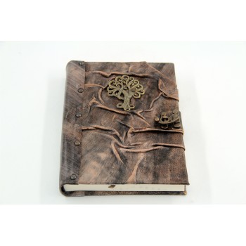 Large Size Metal Tree of Life Figure Leather Notebook